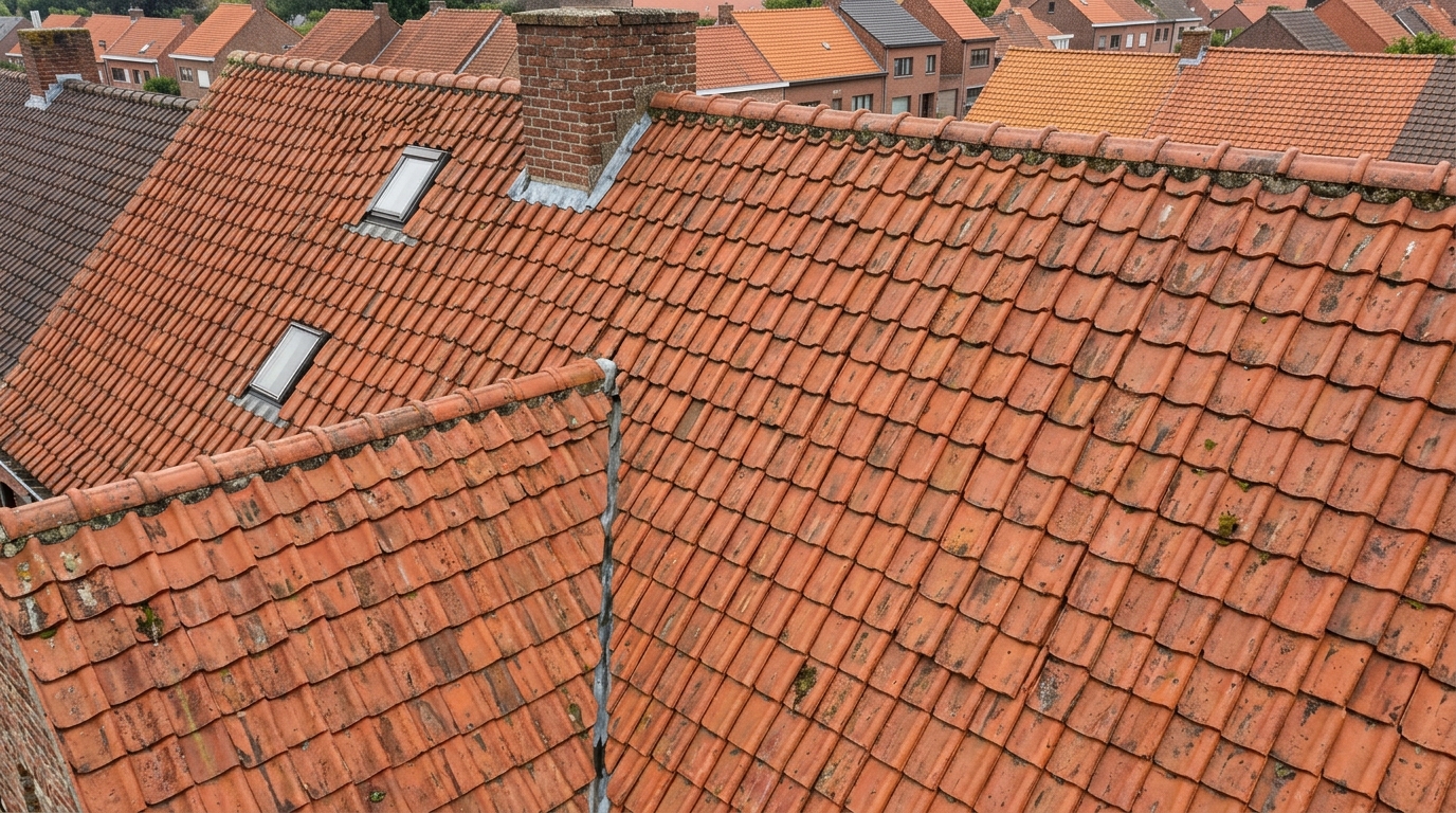 Close-up van dakbedekking gefotografeerd met drone